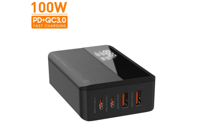 LDNIO A4809C GaN 100W PD Super Charging Desktop Charger Desktop Charger for Mobile Phone High Power Home Charger - Black